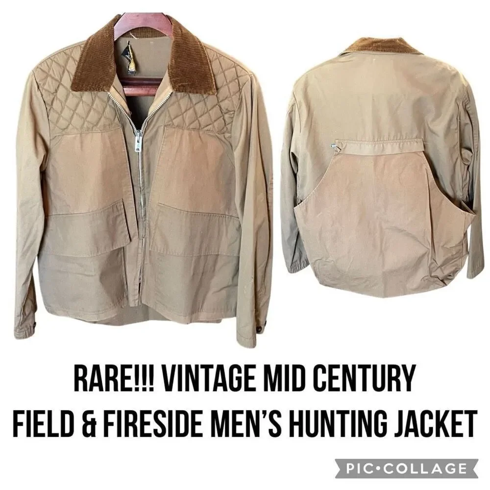Field & Fireside Vintage Men’s Hunting Jacket Tan Quilted 1960’s Large-RARE